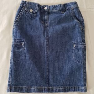 Ann Taylor Loft Above the Knee Straight Blue Denim Skirt size 0